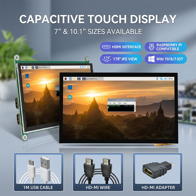 Raspberry Pi 10.1 Inch Capacitive Touch Screen Ips - IPS HDMIタッチディスプレイ 7 10.1インチ 4Bバージョン HD