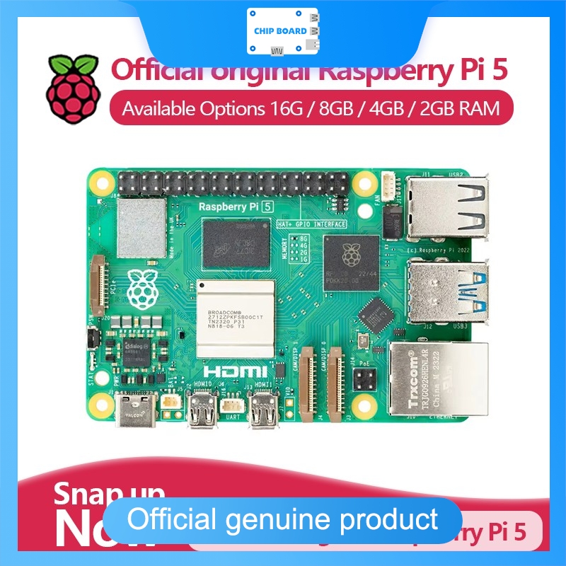 Raspberry Pi 5 8Gb Board - 公式Raspberry Pi 5シングルボードコンピュータ、Cortex-A76、2GB/4GB/8GB/16GB RAM、PCIe、ギガビットイーサネット、USB 3.0