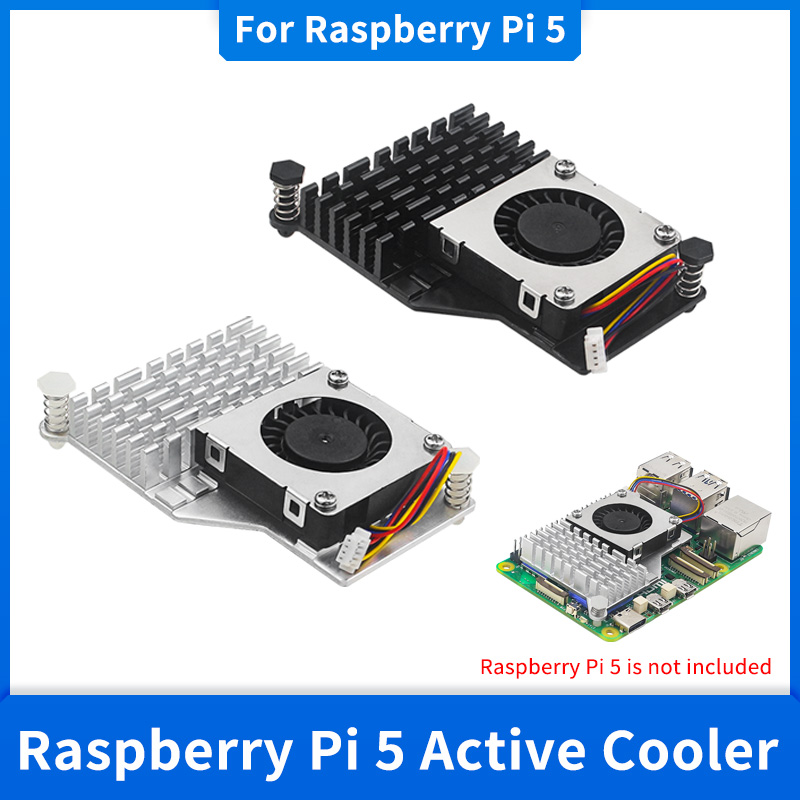 Raspberry Pi Water Cooling Kit - アクティブクーラー,pwm,速度調整可能な扇風機,黒,銀,青の金属を備えたアルミニウムヒーター