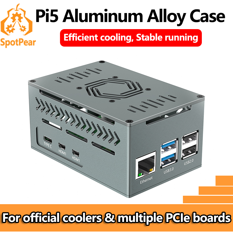 Argon One V3 M.2 Nvme Case - Raspberry Pi 5 アルミニウムメタルケース、クーラー PWM ファンと純銅ヒートシンク付き