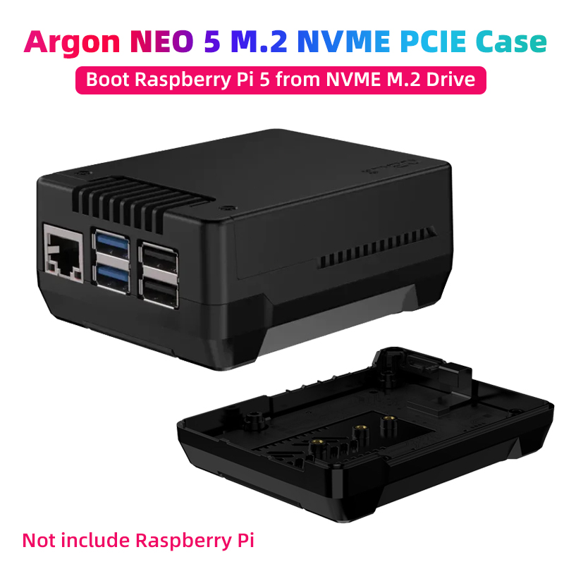 Argon One V3 M.2 Nvme Case - Nvme-Raspberry Piのケース,Nvme-cie,統合されたヒートシンク,pwm fan,ssd boot pi 5,m.2,m.2