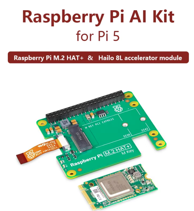 Raspberry Pi Ai Kit Hailo-8L - 公式Raspberry Pi 5 AIキット（M.2 HAT+およびHailo-8L NPUアクセラレータ搭載）エッジAIアプリケーション向け