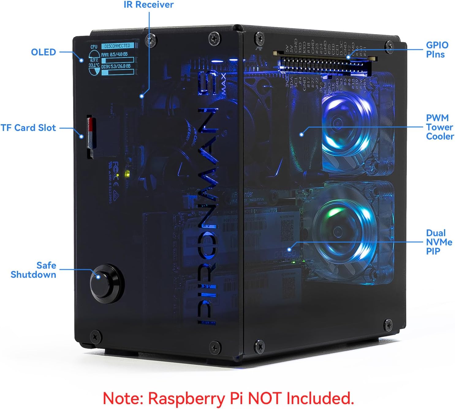 Pironman 5-MAX デュアルNVMe M.2 SS - Raspberry Pi Ai Kit Hailo-8L のレビューと価格